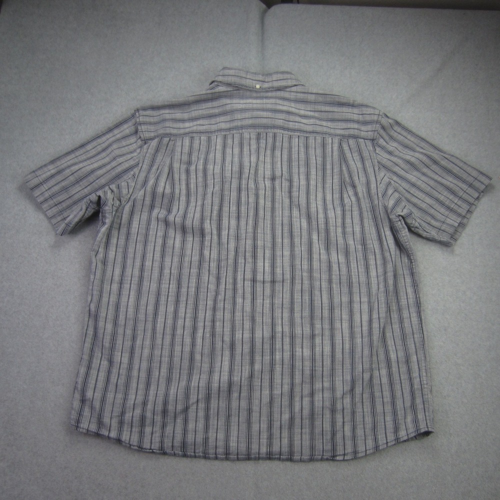 Duluth Shirt Mens Large Gray Relaxed Fit Untucked Striped Button Down SS - Picture 6 of 14
